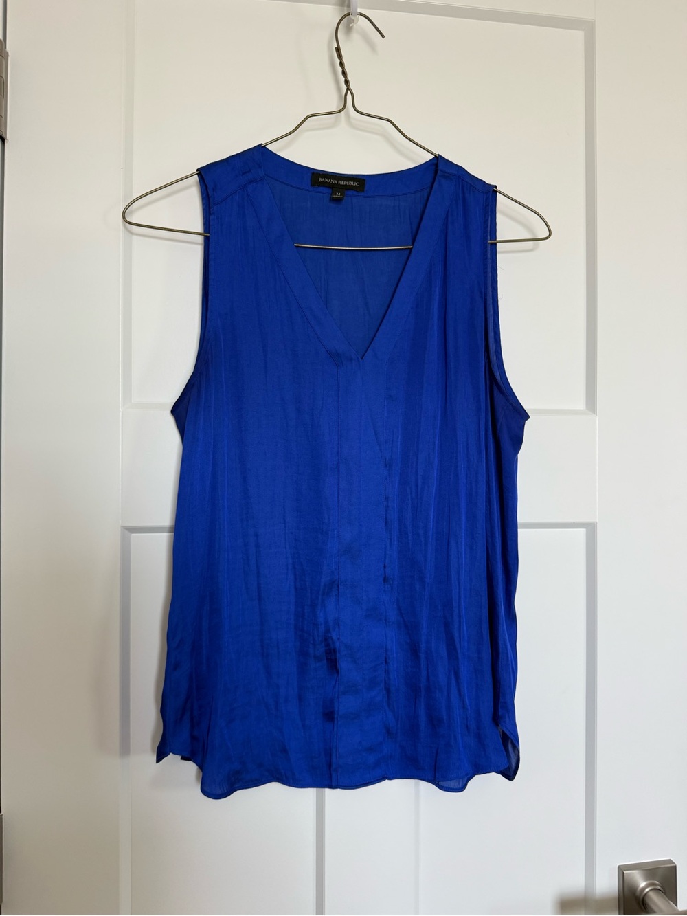 Banana Republic Royal Blue V-Neck Sleeveless Blouse